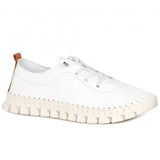 St Austell Leather Plimsoll | White