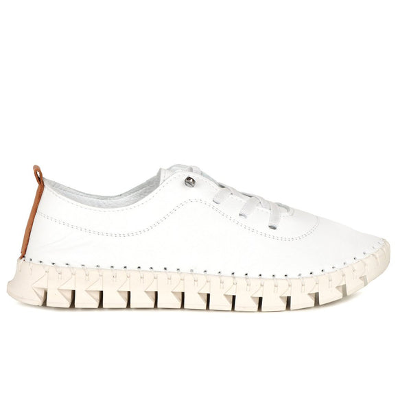 St Austell Leather Plimsoll | White