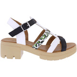 Adesso | Willa Panda Leather Sandal | Black/White Combi