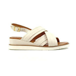 Bethany | Flat Leather Sandal | Beige