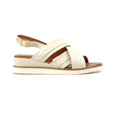 Bethany | Flat Leather Sandal | Beige