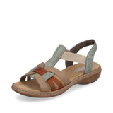 Rieker 65918-52 | Flat Sandal | Green Combi