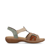 Rieker 65918-52 | Flat Sandal | Green Combi