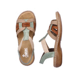 Rieker 65918-52 | Flat Sandal | Green Combi