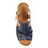 Steffi | Leather Wedge Sandal | Navy