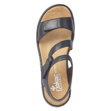 Rieker 659C7-00 | Leather Flat Sandal  | Black