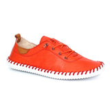 St Ives Leather Plimsoll | Orange